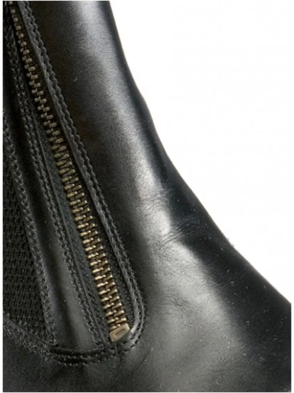 Tucci EZ Short Boots Double Zipper Stretch Panel Leather Black Riding Paddock 43